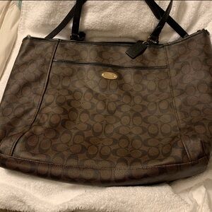 Coach Brown Signature Tote Bag Large